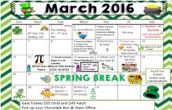 March Calendar and Menu